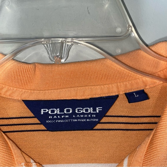 Polo GOLF Ralph Lauren Men's L Light Orange Striped Polo Shirt Tampa Bay TPC - Picture 3 of 9